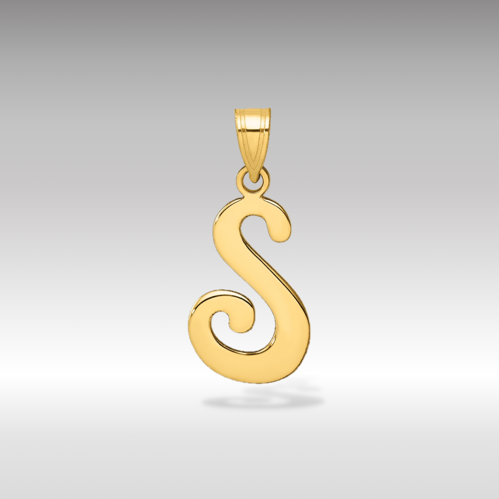 14K Gold Large Letter "S" Script Initial Pendant - Charlie & Co. Jewelry