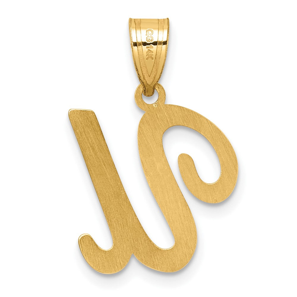 14K Gold Large Letter "U" Script Initial Pendant - Charlie & Co. Jewelry