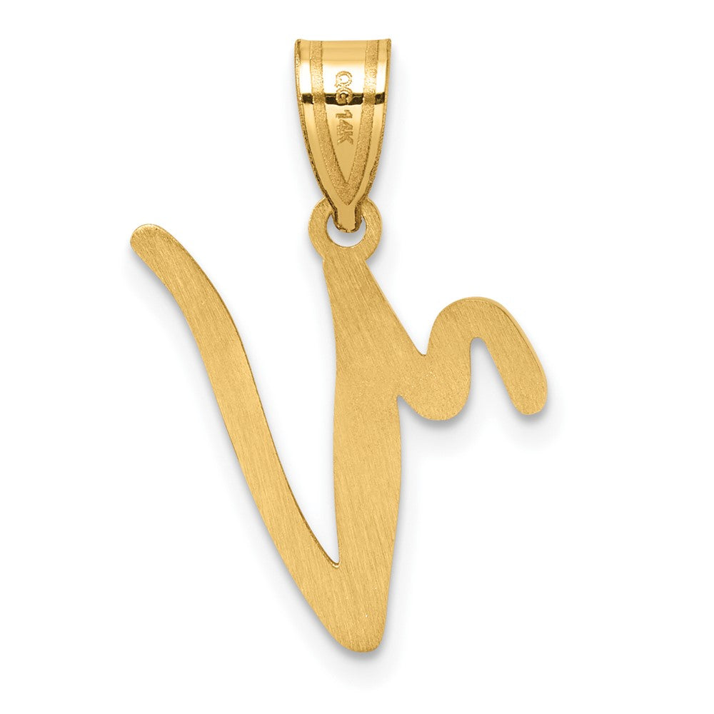 14K Gold Large Letter "V" Script Initial Pendant - Charlie & Co. Jewelry