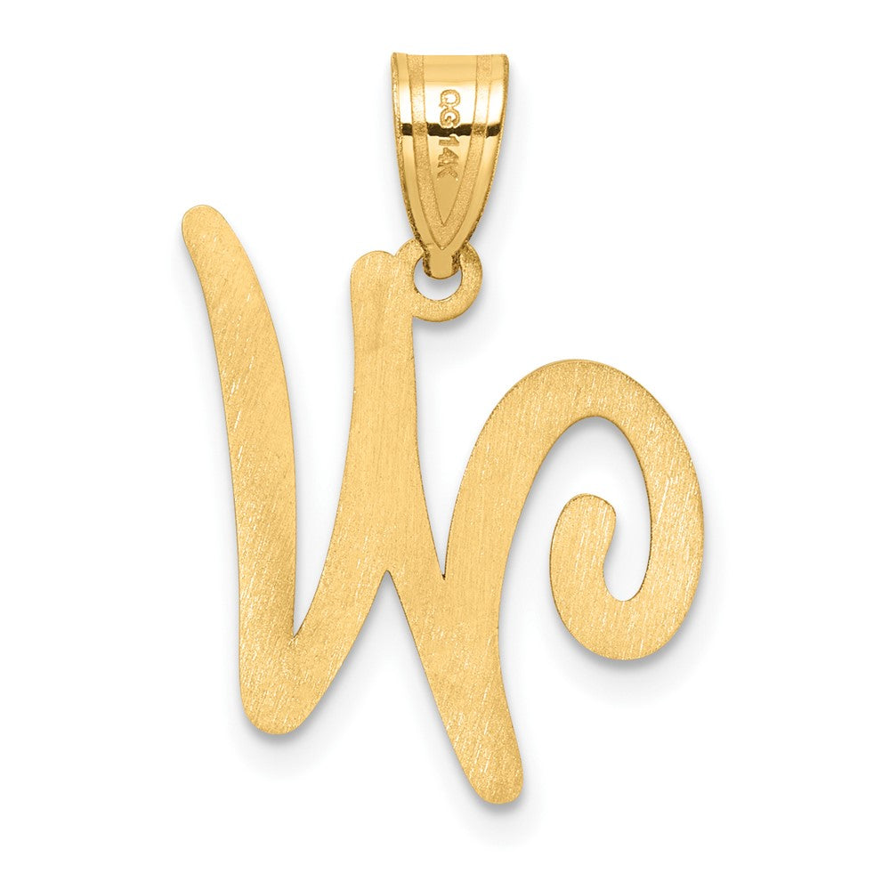 14K Gold Large Letter "W" Script Initial Pendant - Charlie & Co. Jewelry