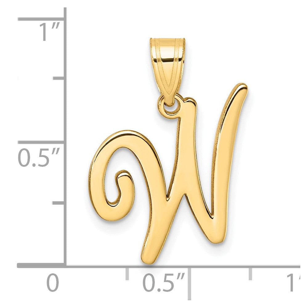 14K Gold Large Letter "W" Script Initial Pendant - Charlie & Co. Jewelry