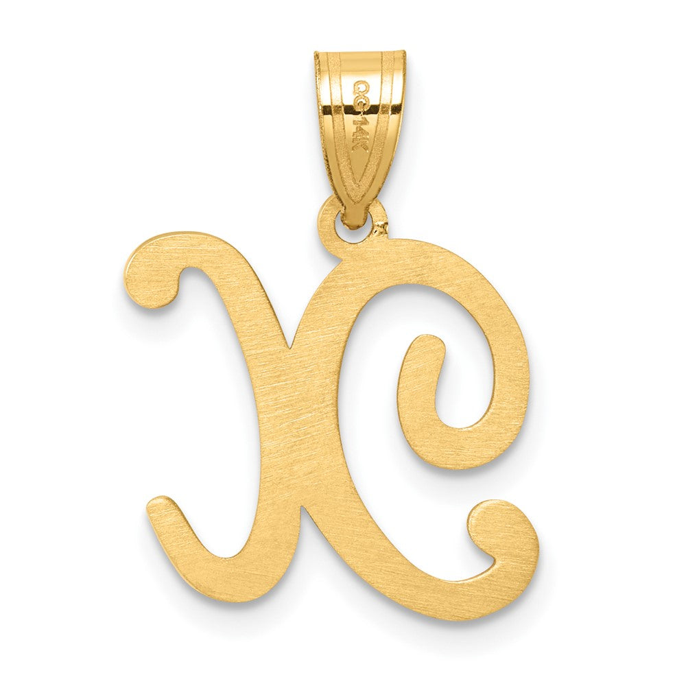 14K Gold Large Letter "X" Script Initial Pendant - Charlie & Co. Jewelry