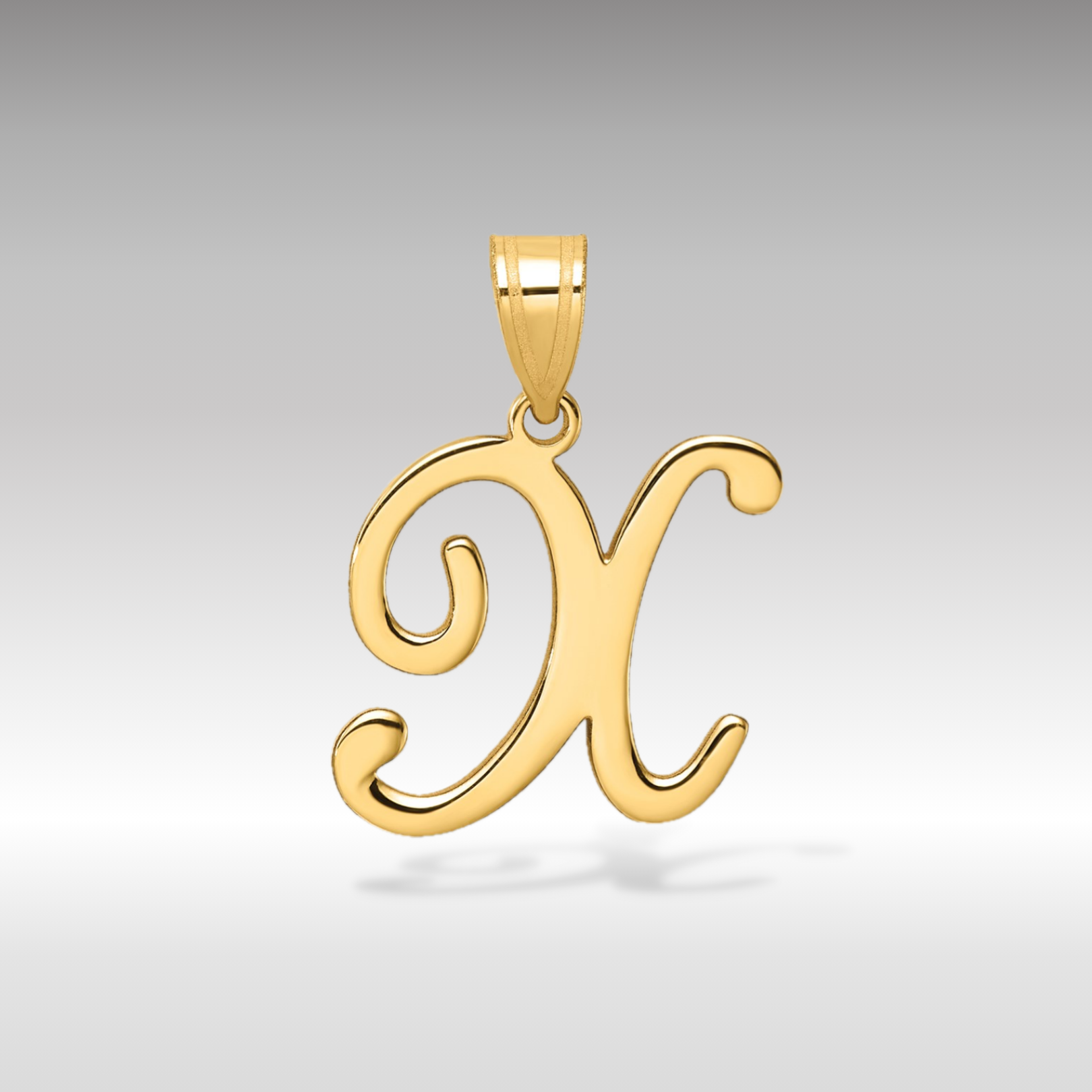 14K Gold Large Letter "X" Script Initial Pendant - Charlie & Co. Jewelry
