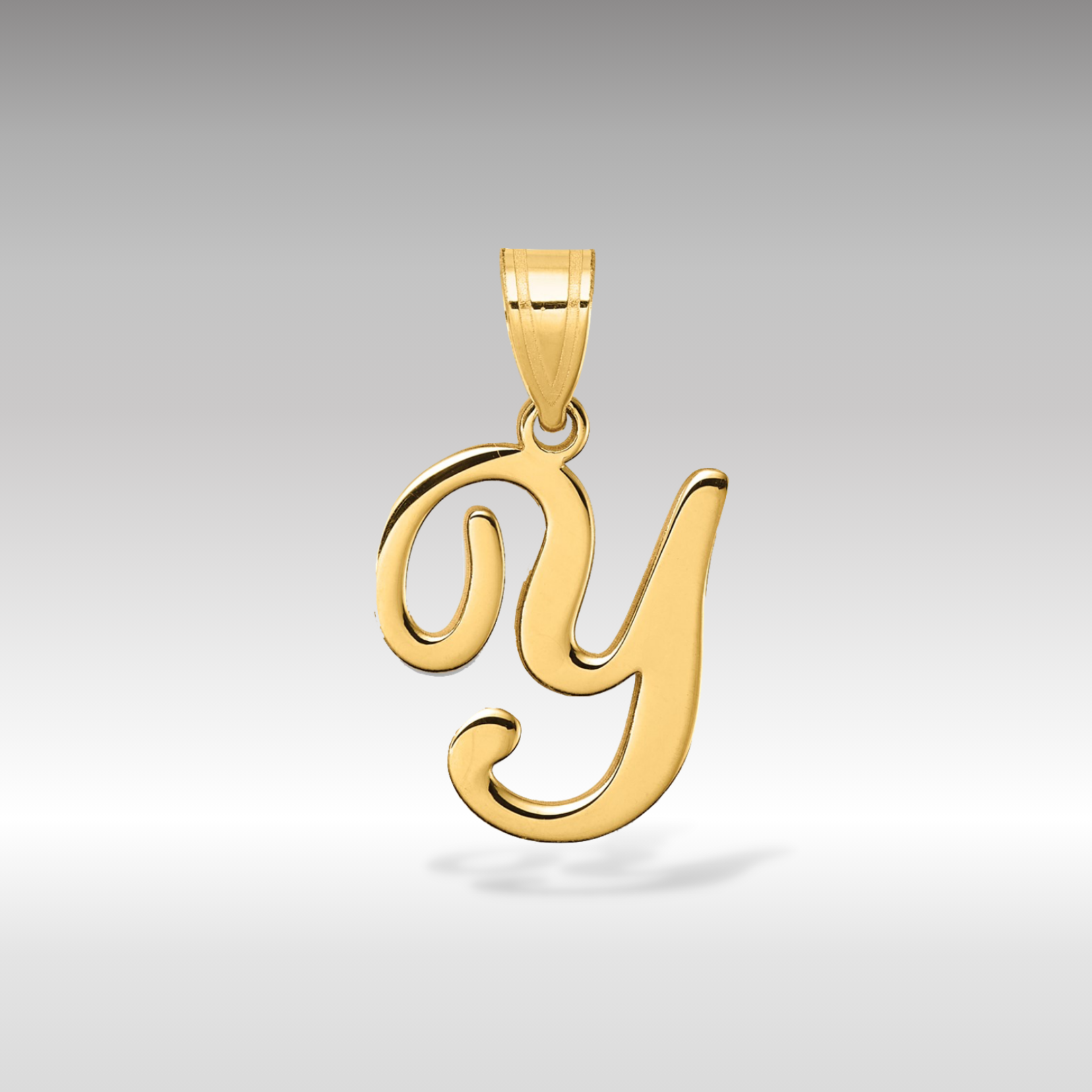 14K Gold Large Letter "Y" Script Initial Pendant - Charlie & Co. Jewelry