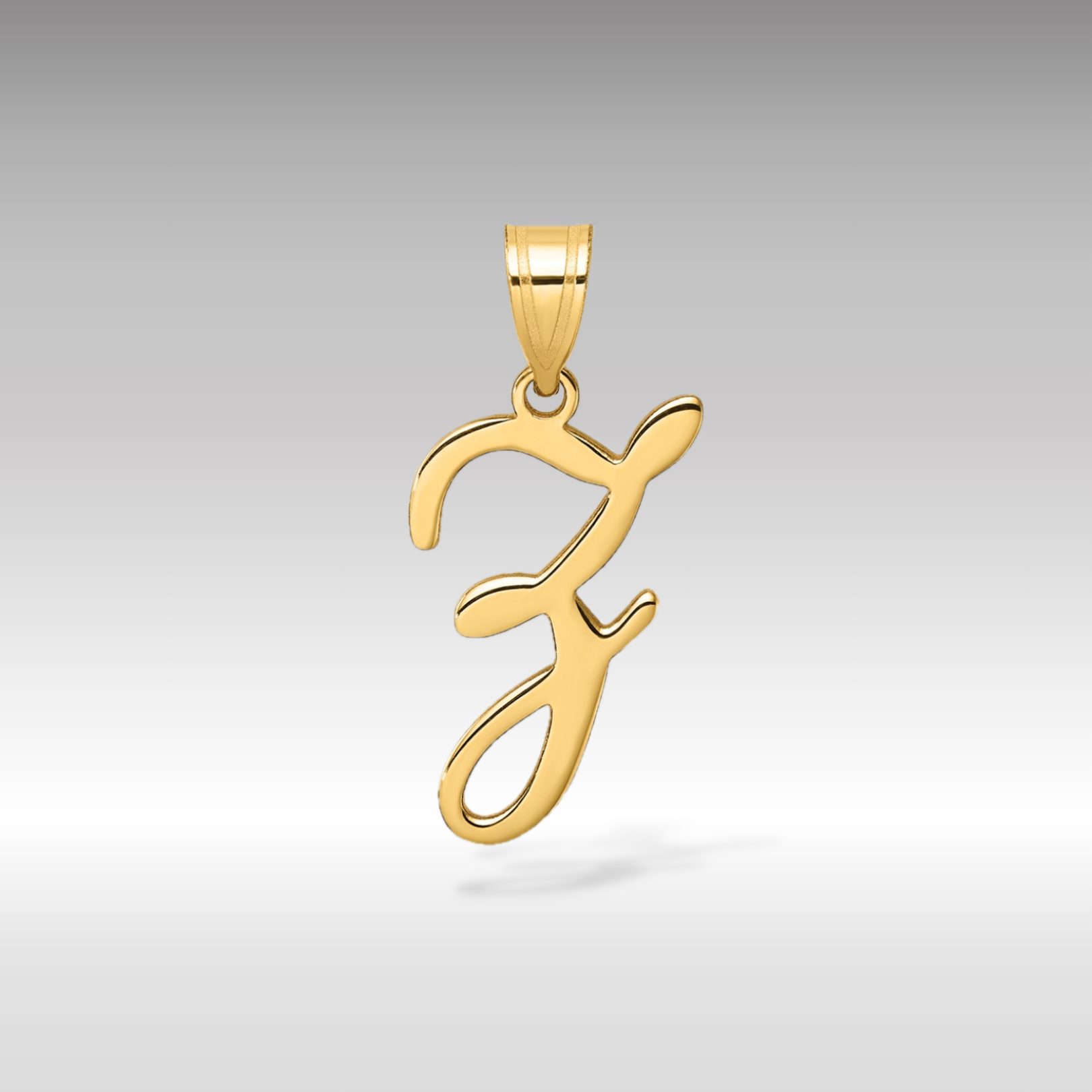 14K Gold Large Letter "Z" Script Initial Pendant - Charlie & Co. Jewelry