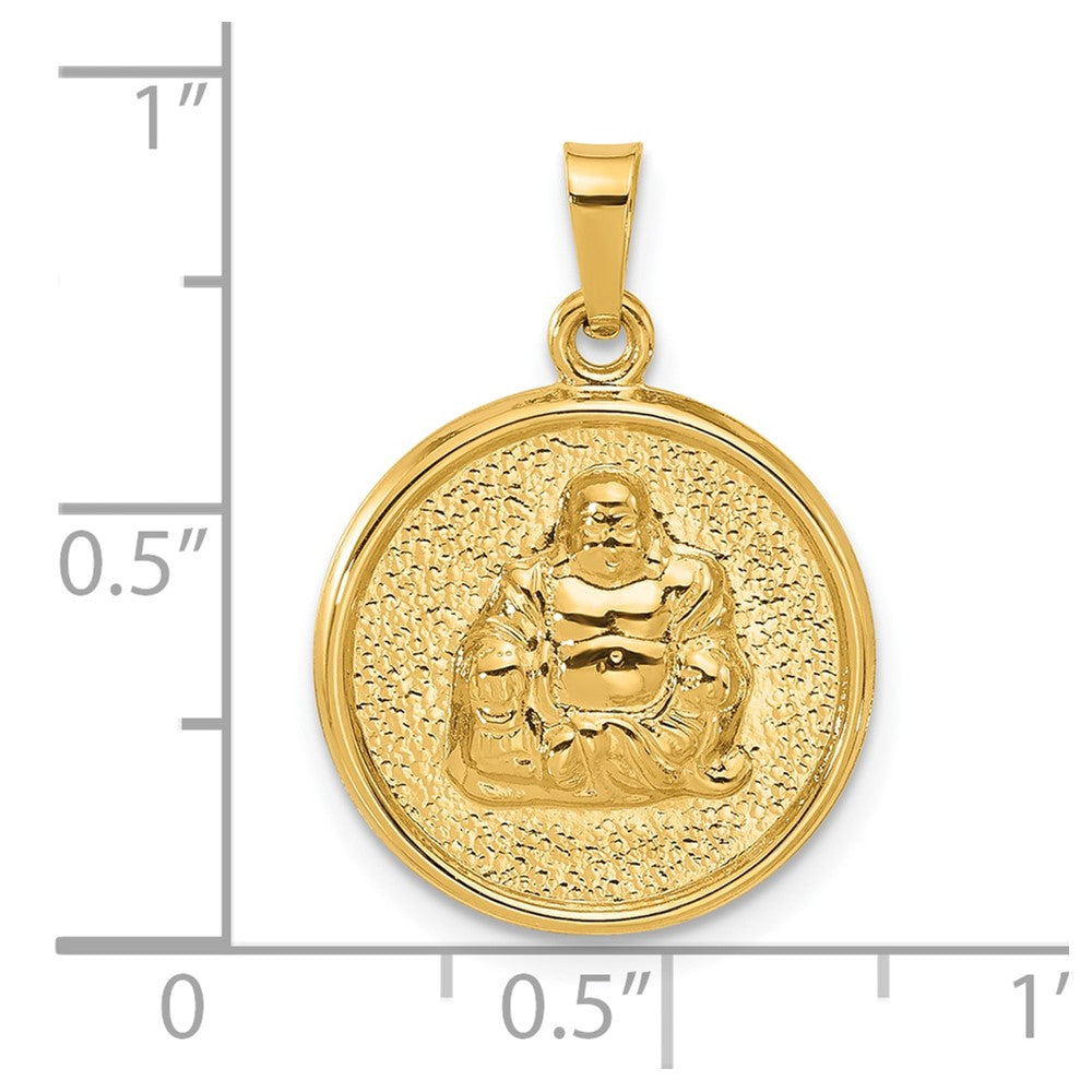 14K Gold Hollow Buddha Medal Pendant - Charlie & Co. Jewelry
