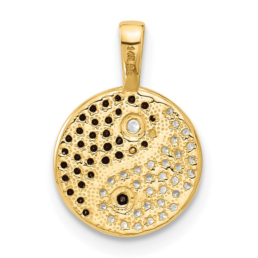 14K Gold Black and Clear CZ Yin Yang Pendant - Charlie & Co. Jewelry