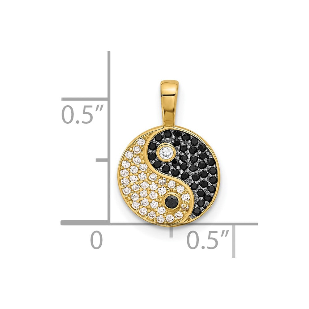 14K Gold Black and Clear CZ Yin Yang Pendant - Charlie & Co. Jewelry