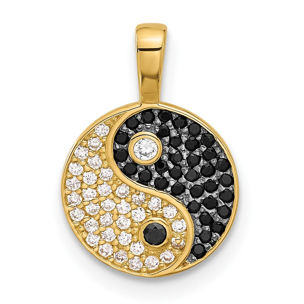 14K Gold Black and Clear CZ Yin Yang Pendant - Charlie & Co. Jewelry
