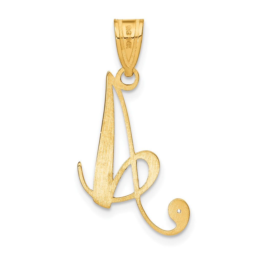 Gold Script Letter A Initial Pendant with Diamond - Model YC252A - Charlie & Co. Jewelry