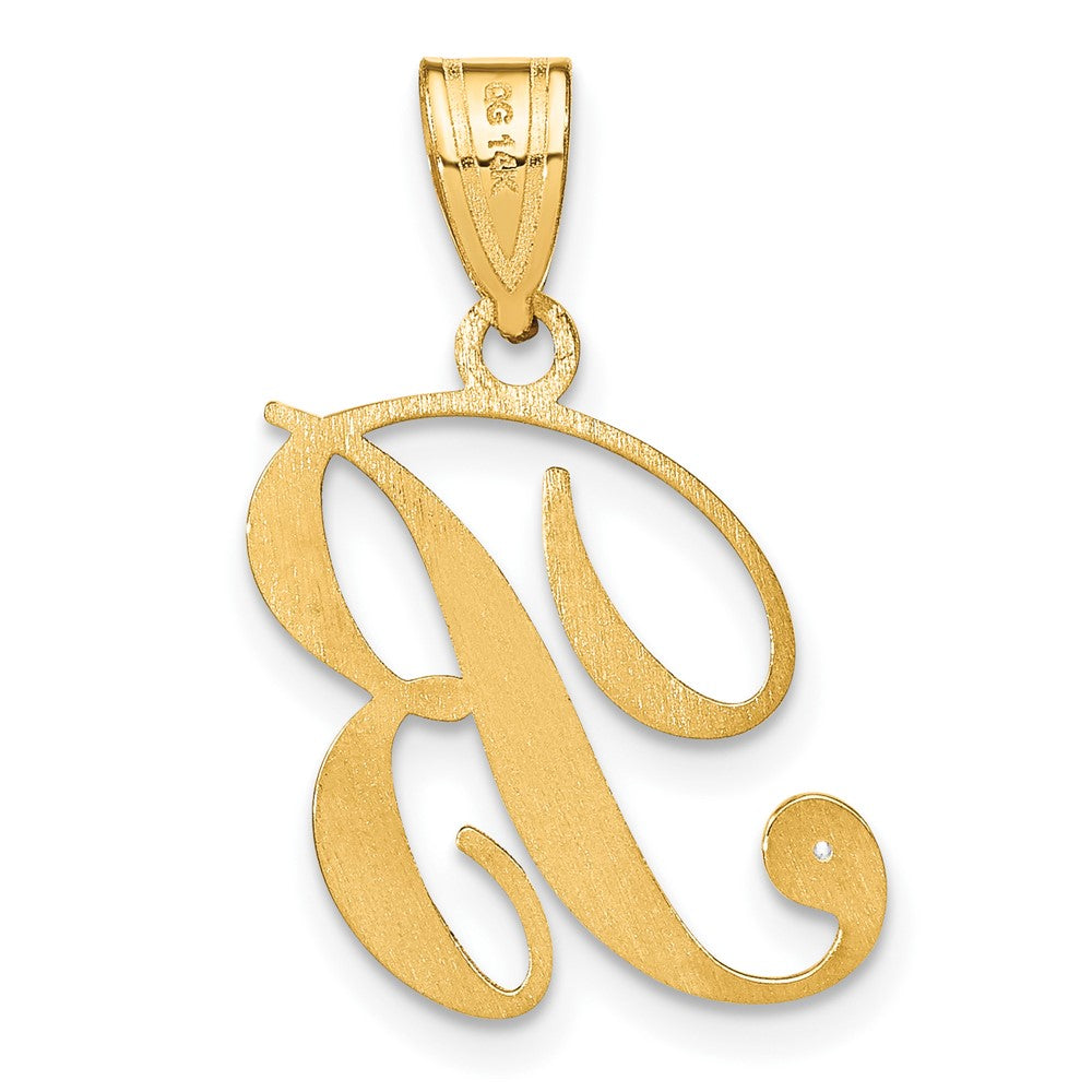 Gold Script Letter B Initial Pendant with Diamond - Model YC252B - Charlie & Co. Jewelry