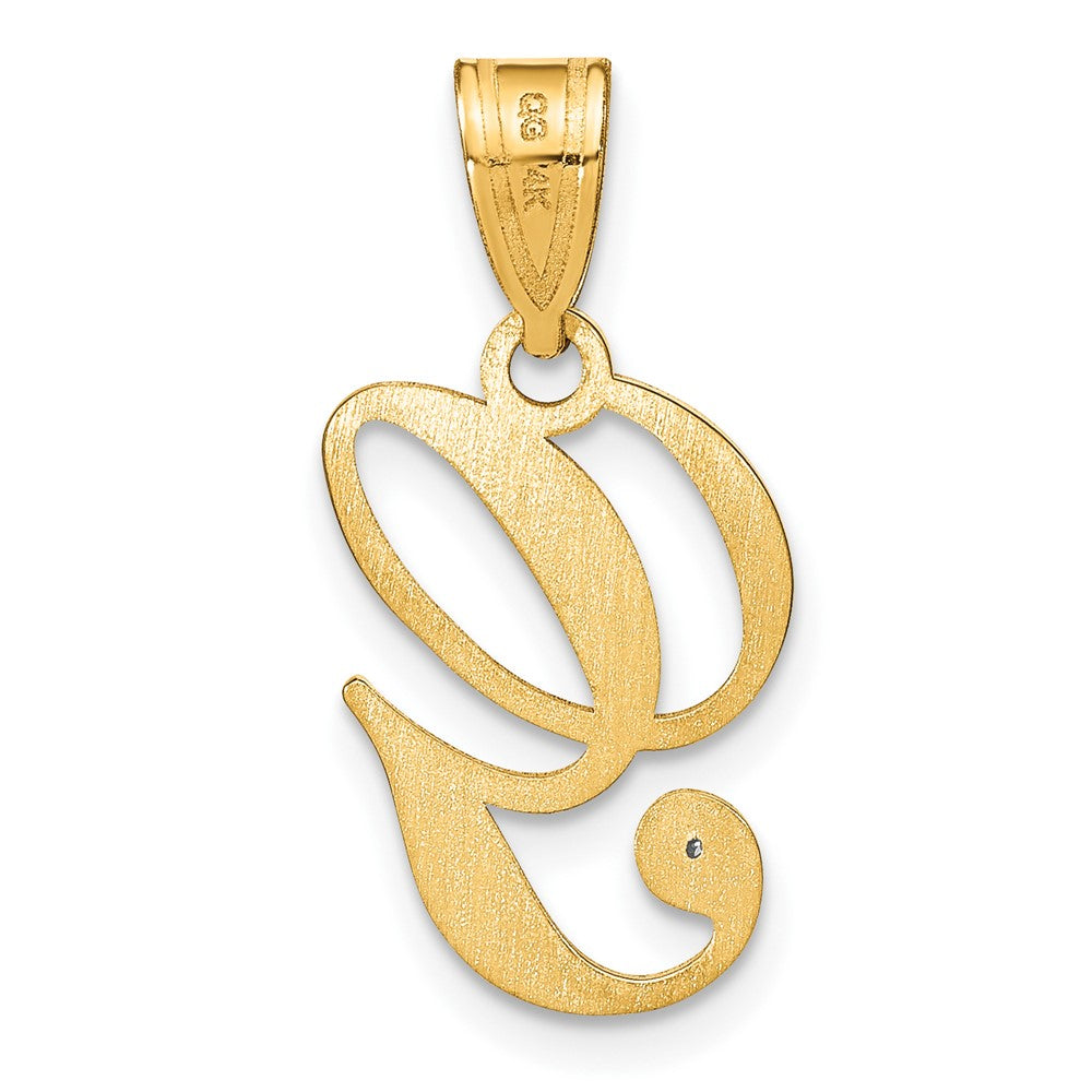 Gold Script Letter G Initial Pendant with Diamond - Model YC252G - Charlie & Co. Jewelry