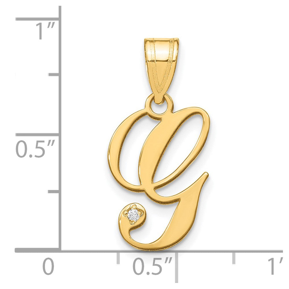 Gold Script Letter G Initial Pendant with Diamond - Model YC252G - Charlie & Co. Jewelry