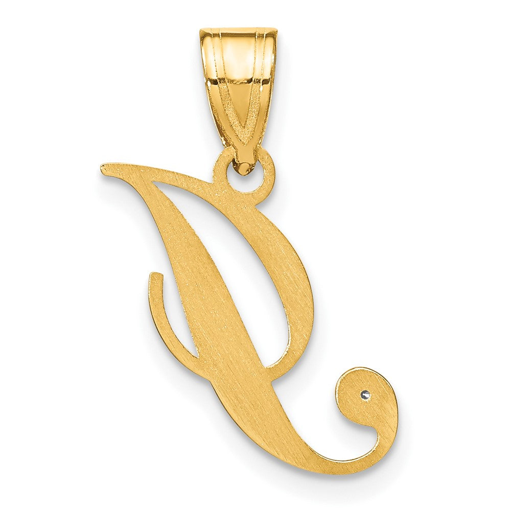 Gold Script Letter I Initial Pendant with Diamond - Model YC252I - Charlie & Co. Jewelry