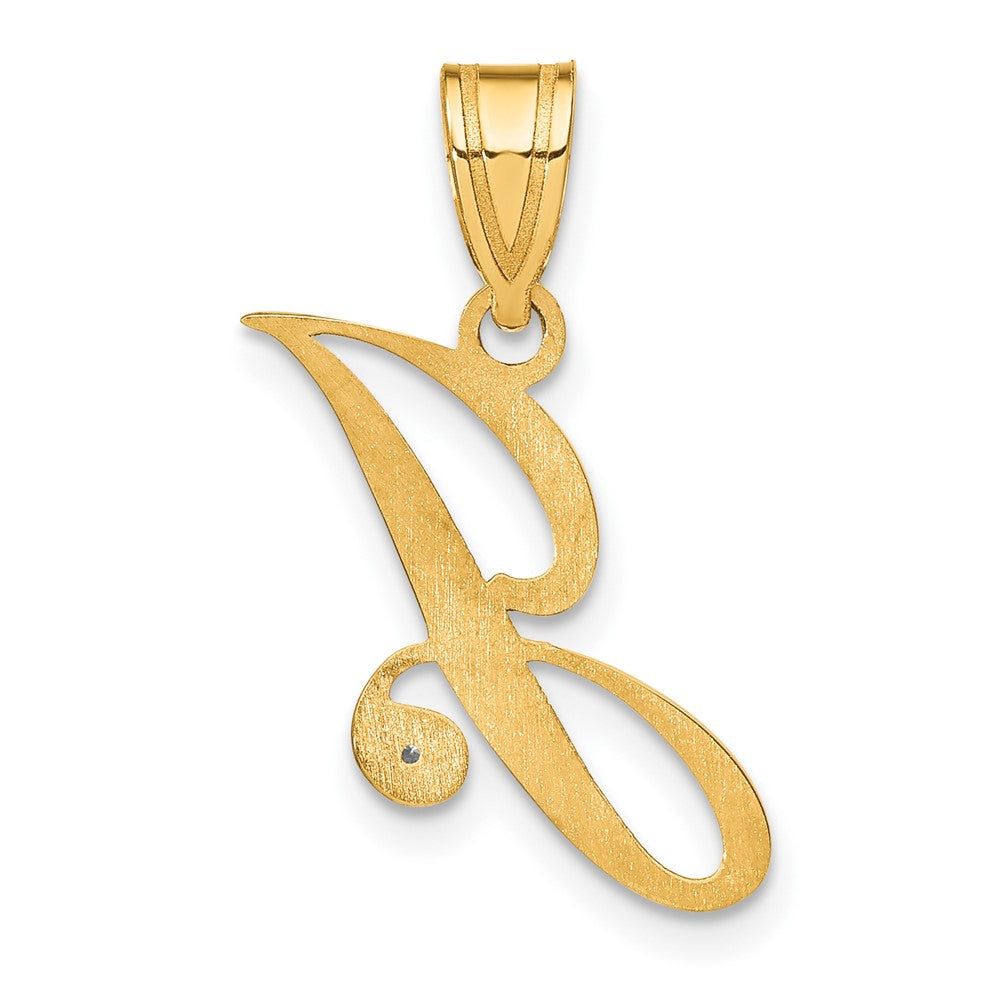 Gold Diamond Script Letter J Initial Pendant - Model YC252J - Charlie & Co. Jewelry