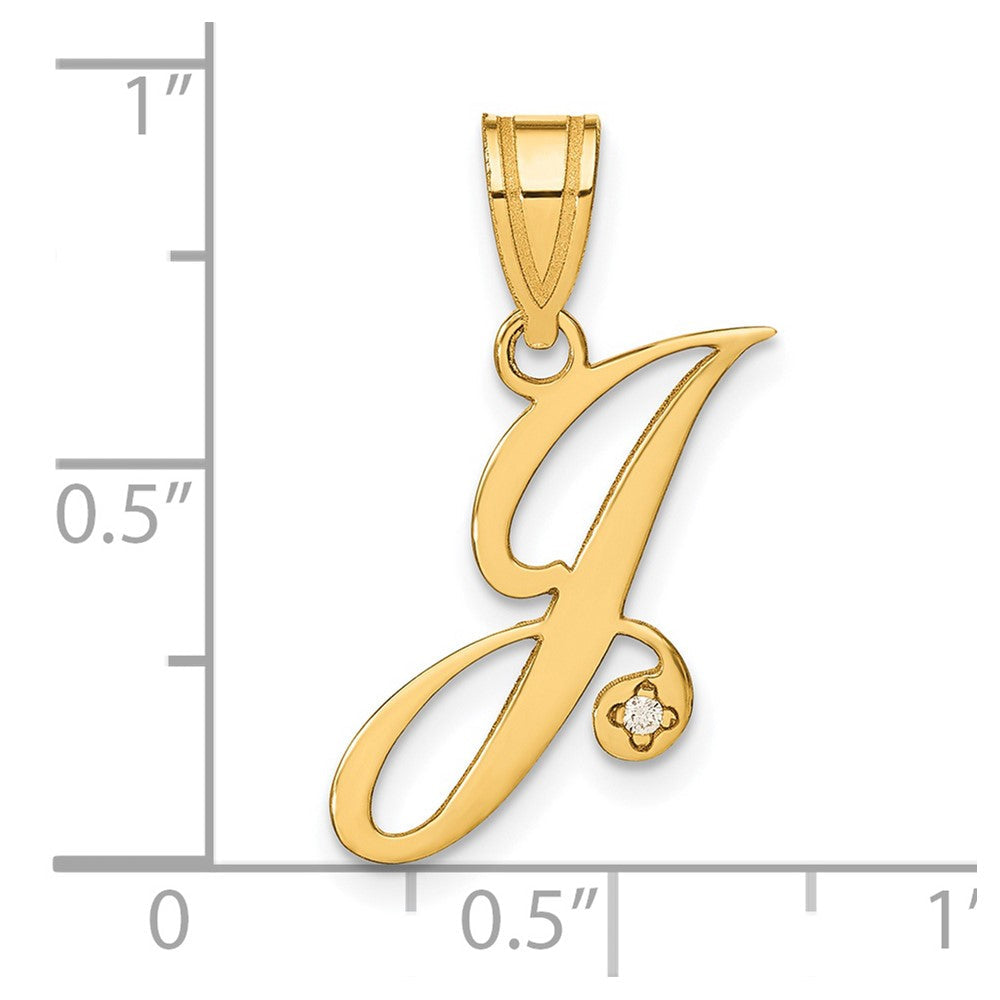 Gold Diamond Script Letter J Initial Pendant - Model YC252J - Charlie & Co. Jewelry