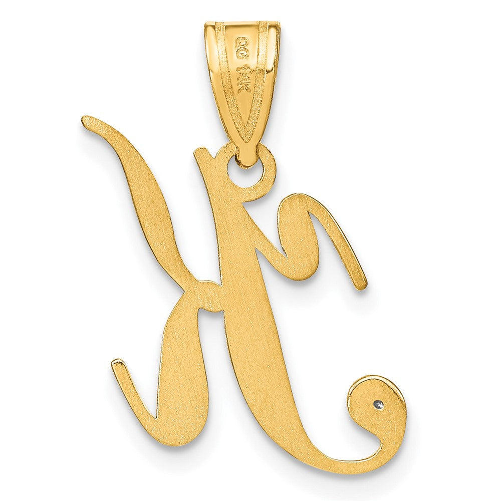 Gold Script Letter K Initial Pendant with Diamond - Model YC252K - Charlie & Co. Jewelry