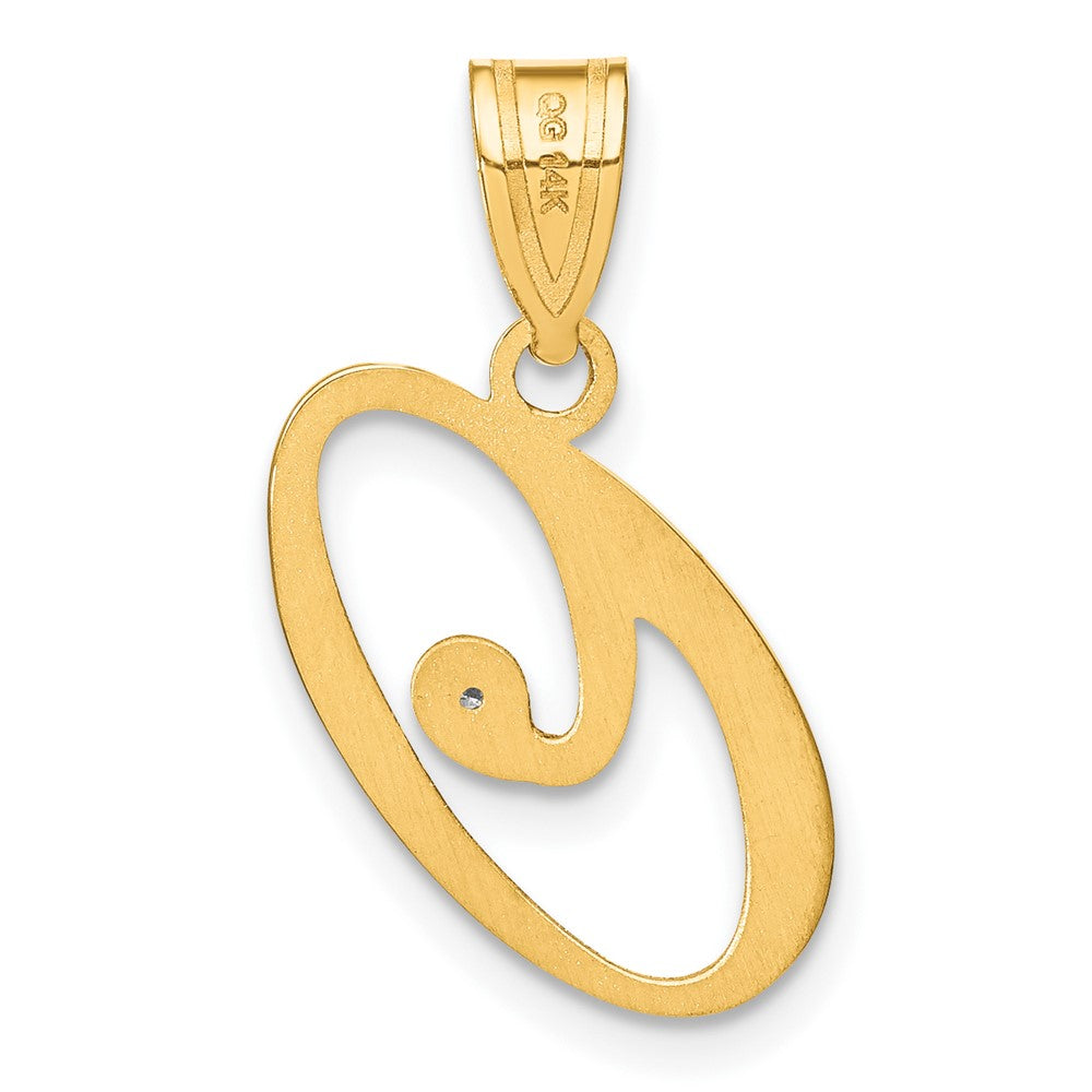 Gold Script Letter O Initial Pendant with Diamond - Model YC252O - Charlie & Co. Jewelry