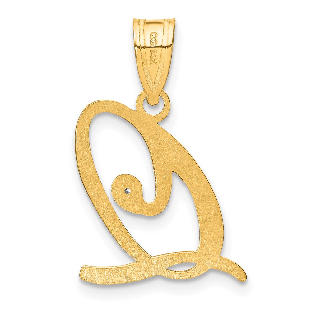 Gold Script Letter Q Initial Pendant with Diamond - Model YC252Q - Charlie & Co. Jewelry