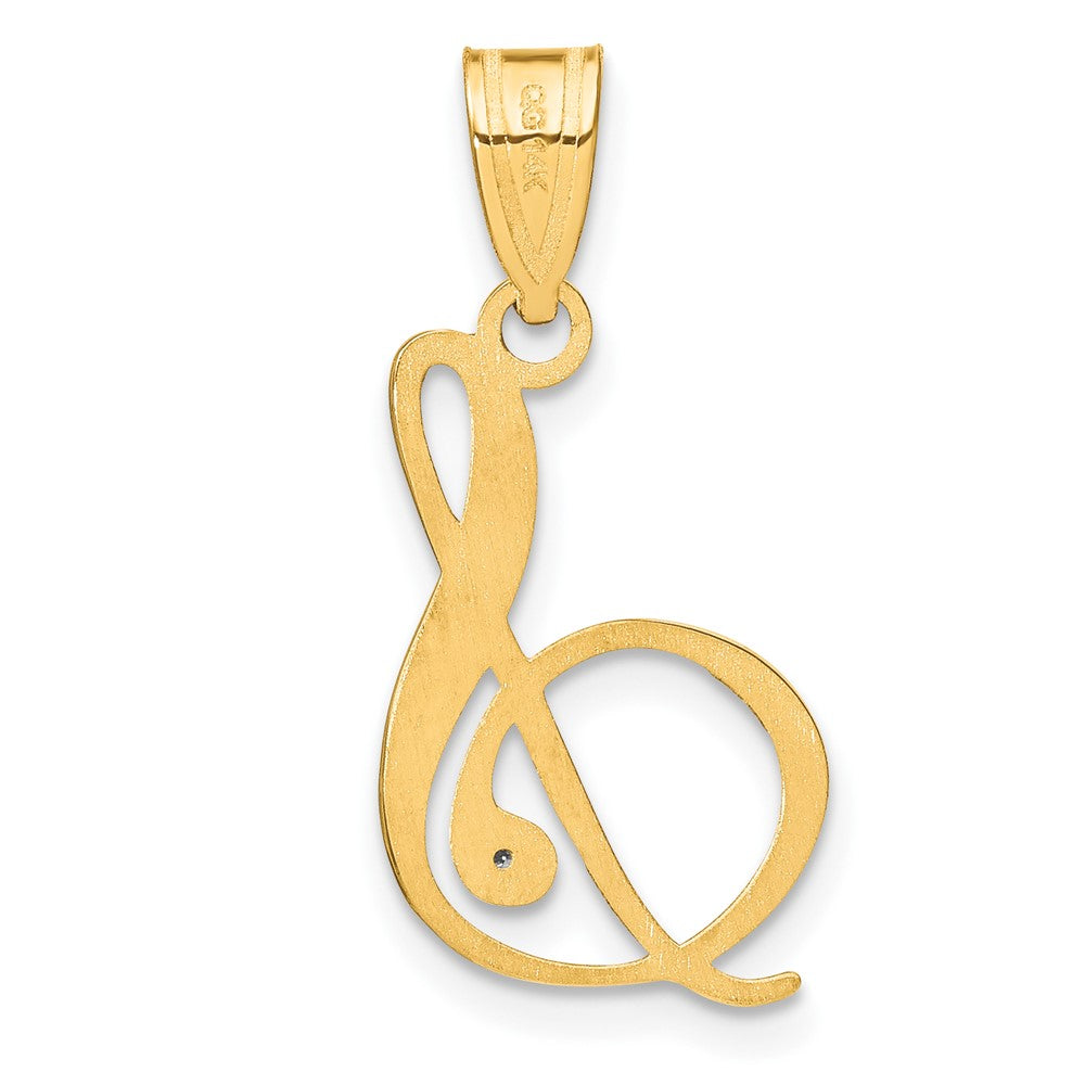 Gold Script Letter S Initial Pendant with Diamond - Model YC252S - Charlie & Co. Jewelry