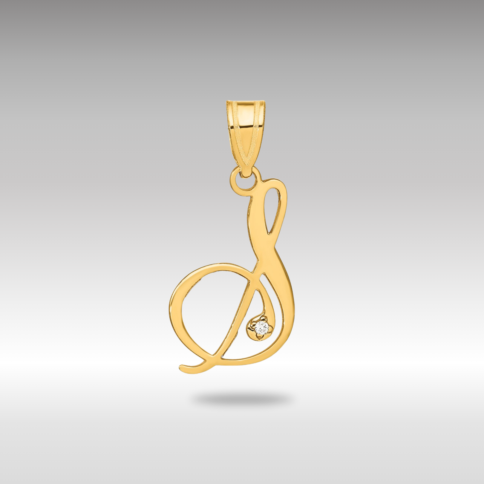 Gold Script Letter S Initial Pendant with Diamond - Model YC252S - Charlie & Co. Jewelry