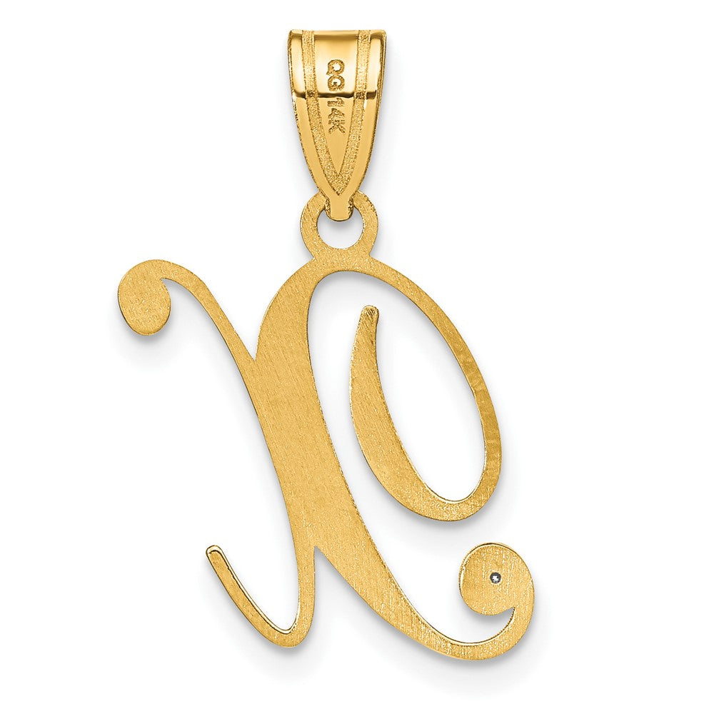 Gold Script Letter X Initial Pendant with Diamond - Model YC252X - Charlie & Co. Jewelry