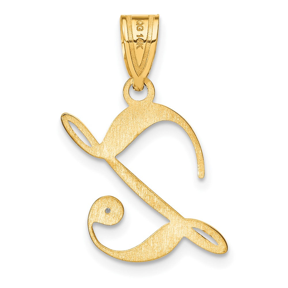 Gold Script Letter Z Initial Pendant with Diamond - Model YC252Z - Charlie & Co. Jewelry