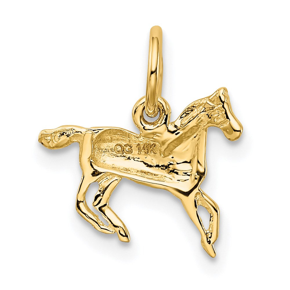 14K Gold Small Polished Horse Necklace Pendant - Charlie & Co. Jewelry