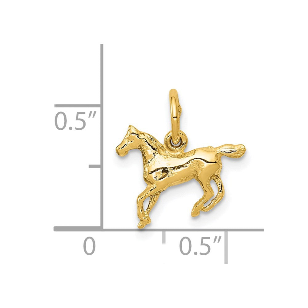 14K Gold Small Polished Horse Necklace Pendant - Charlie & Co. Jewelry