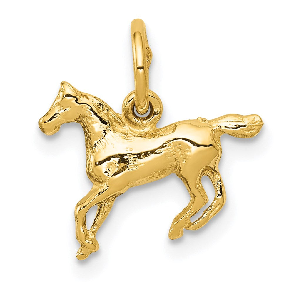 14K Gold Small Polished Horse Necklace Pendant - Charlie & Co. Jewelry