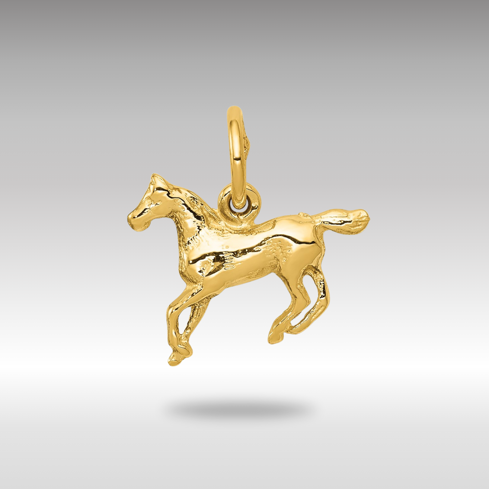 Gold Small Polished Horse Necklace Pendant - Charlie & Co. Jewelry