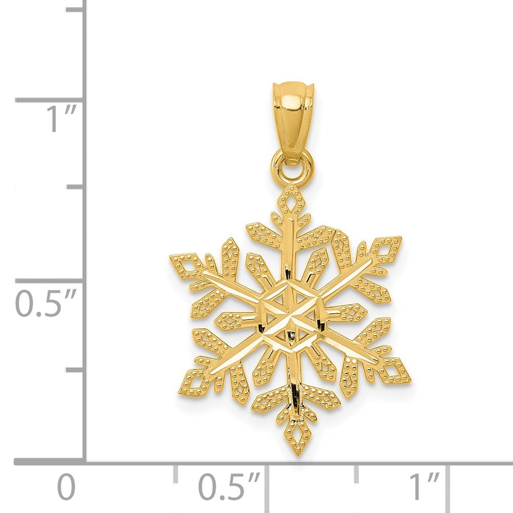 14K Gold Diamond-Cut Snowflake Charm - Charlie & Co. Jewelry