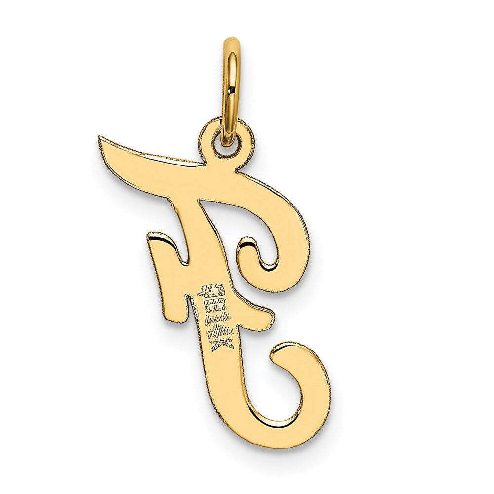 14K Gold Script Letter "F" Initial Pendant - Charlie & Co. Jewelry