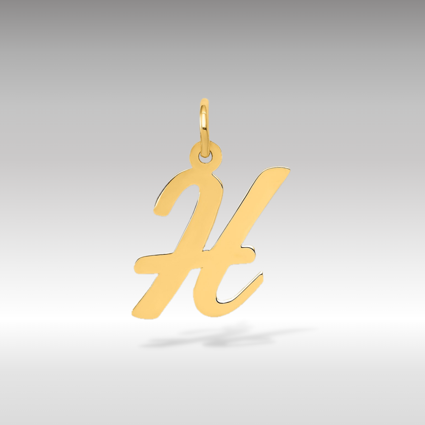 14K Gold Script Letter "H" Initial Pendant - Charlie & Co. Jewelry