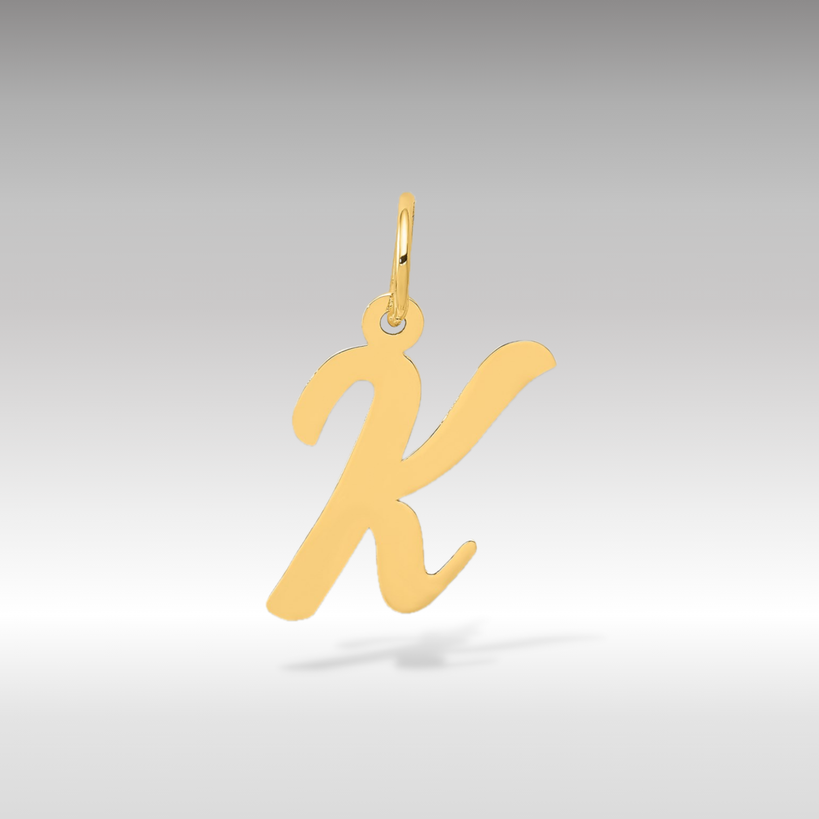 14K Gold Script Letter "K" Initial Pendant - Charlie & Co. Jewelry