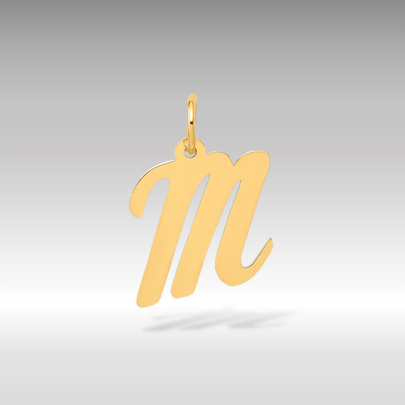 14K Gold Script Letter "M" Initial Pendant - Charlie & Co. Jewelry