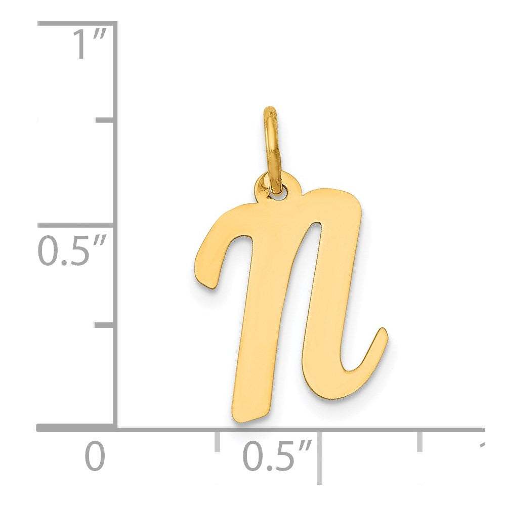 14K Gold Script Letter "N" Initial Pendant - Charlie & Co. Jewelry