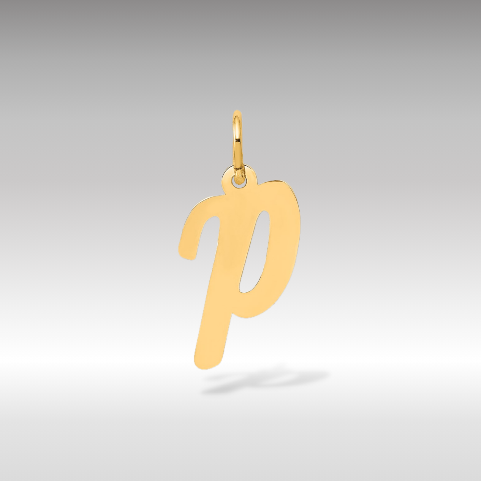 14K Gold Script Letter "P" Initial Pendant - Charlie & Co. Jewelry