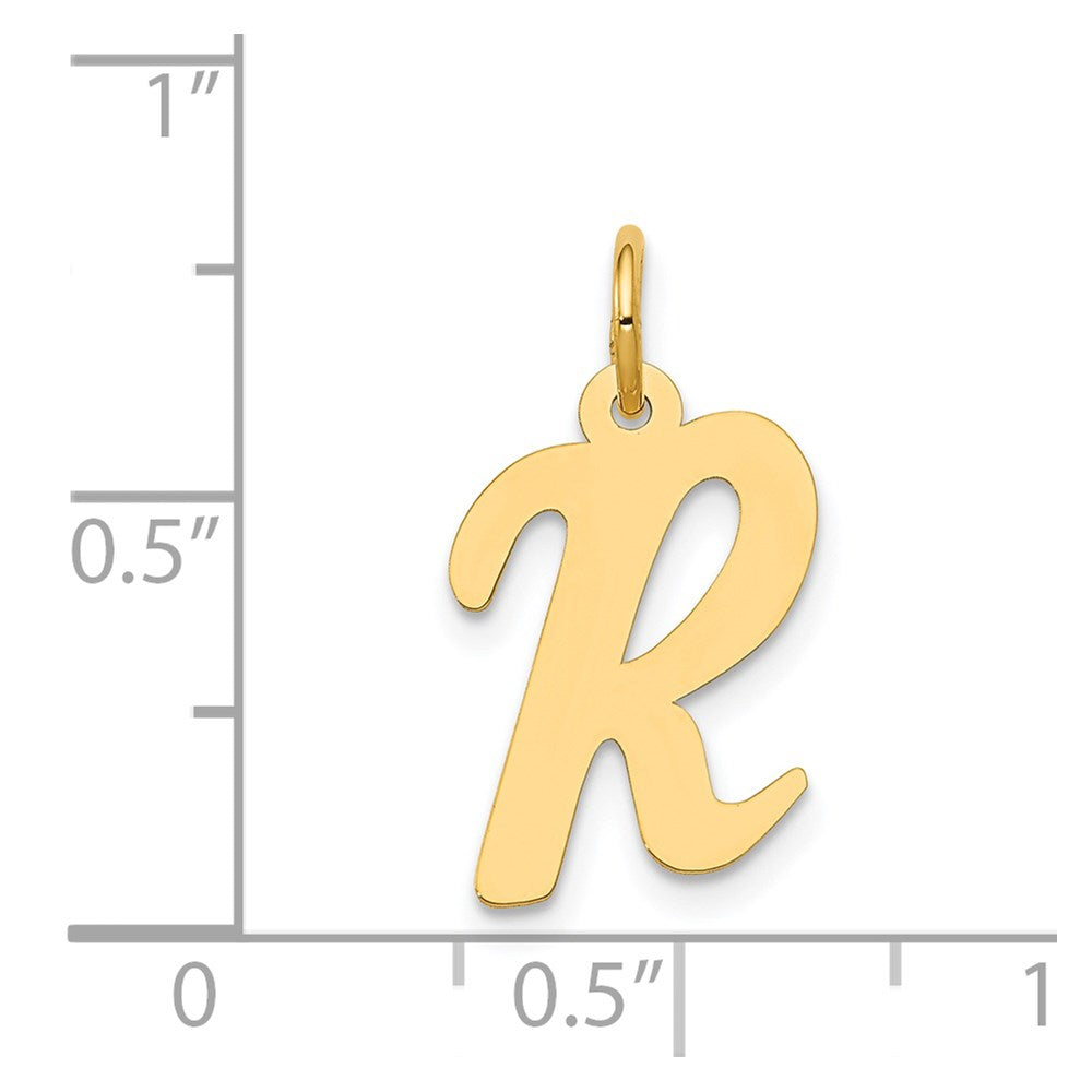 14K Gold Script Letter "R" Initial Pendant - Charlie & Co. Jewelry