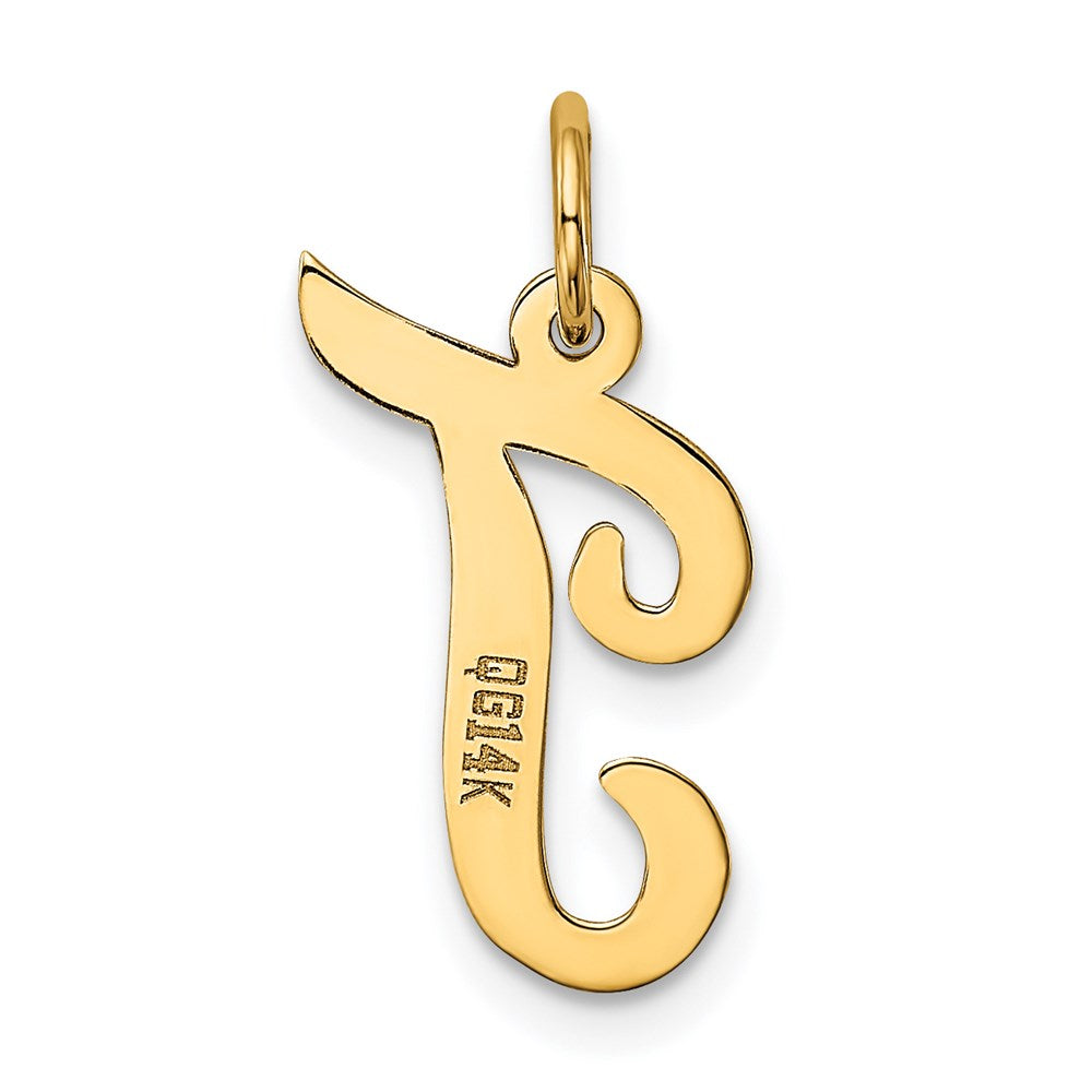 14K Gold Script Letter "T" Initial Pendant - Charlie & Co. Jewelry