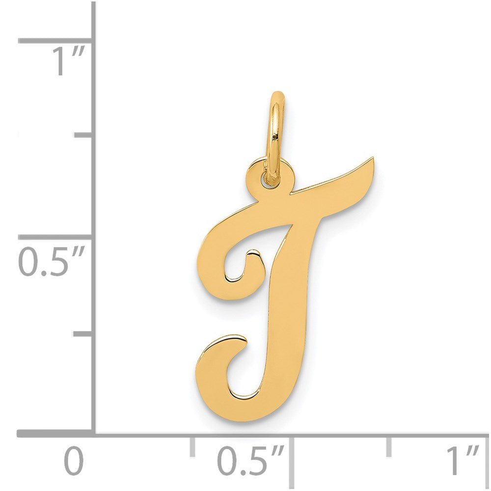 14K Gold Script Letter "T" Initial Pendant - Charlie & Co. Jewelry