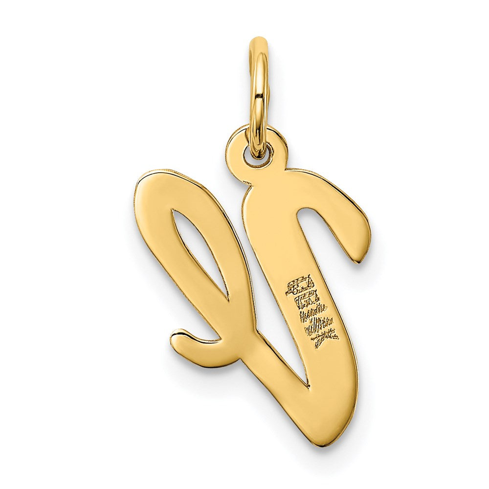 14K Gold Script Letter "V" Initial Pendant - Charlie & Co. Jewelry