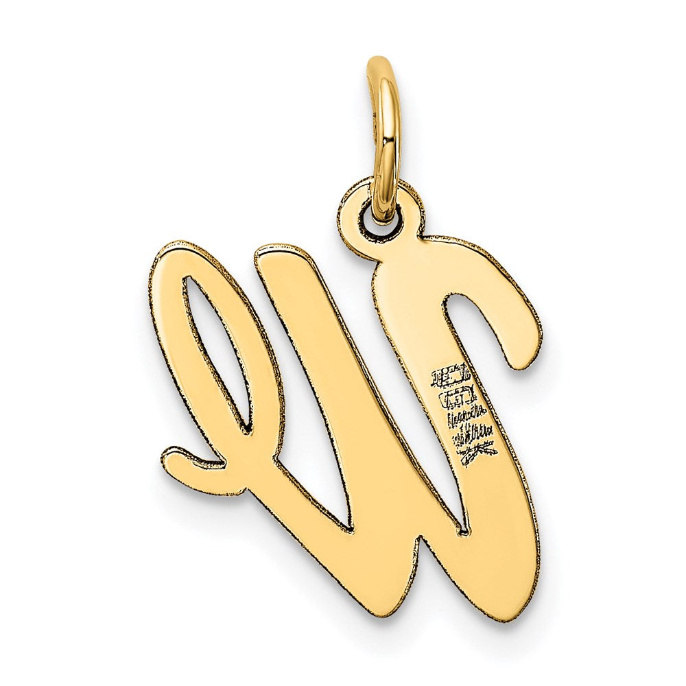 14K Gold Script Letter "W" Initial Pendant - Charlie & Co. Jewelry