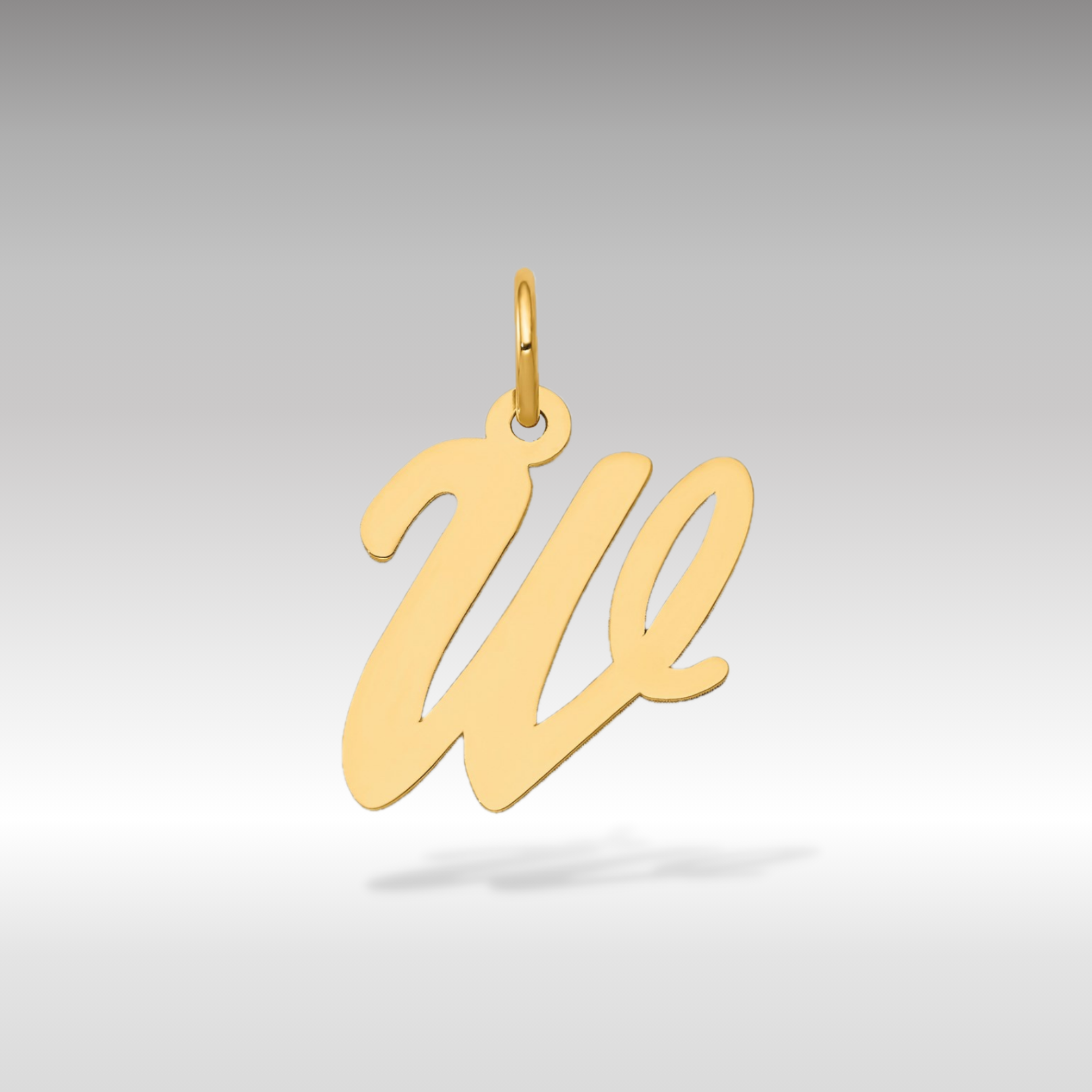 14K Gold Script Letter "W" Initial Pendant - Charlie & Co. Jewelry