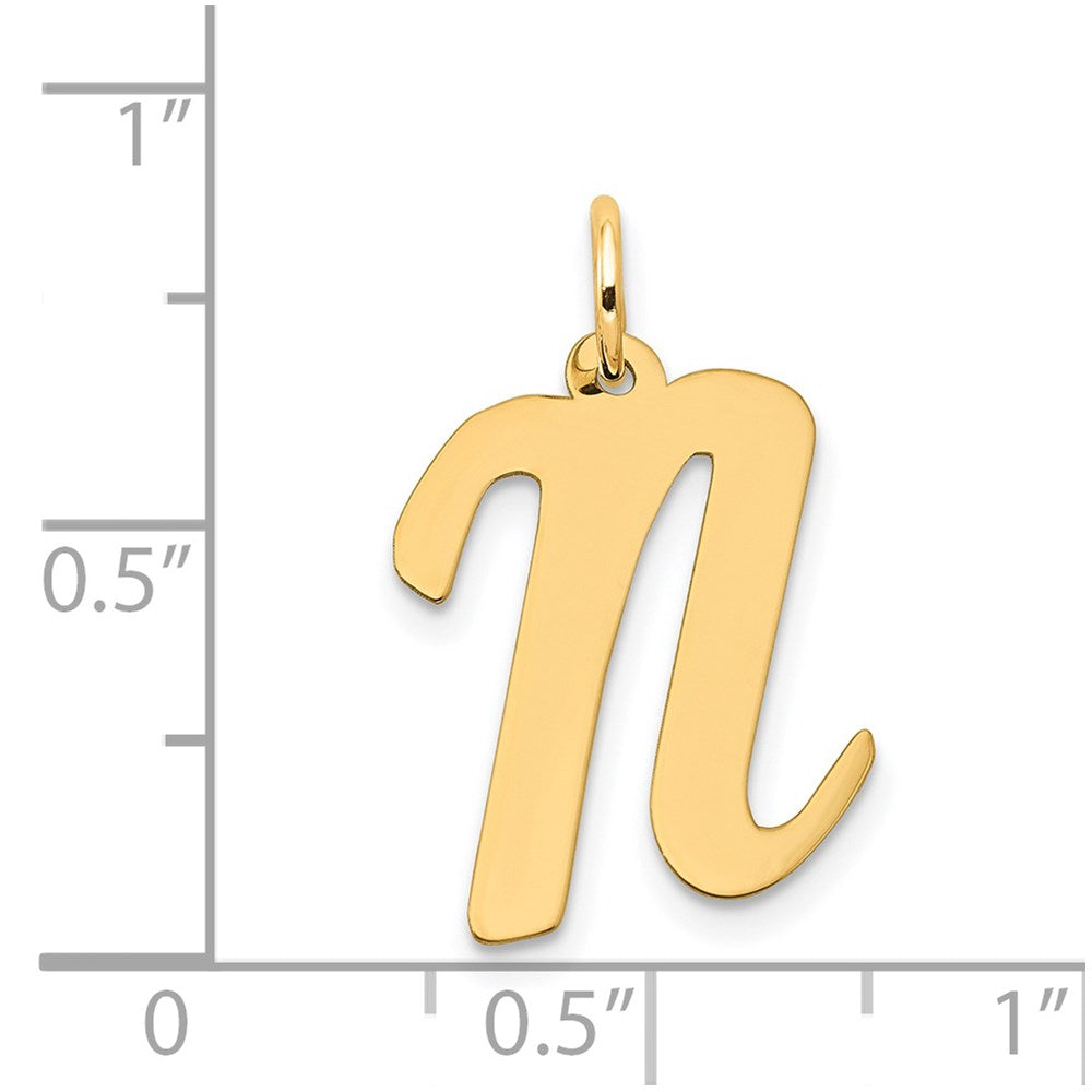 Charlie & Co Jewelry | 14k Large Script Letter N Initial Charm - Model YC662N