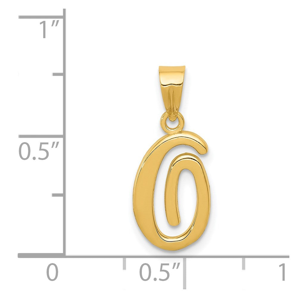 Charlie & Co Jewelry | 14ky Script Letter O Initial Pendant - Model YC993O