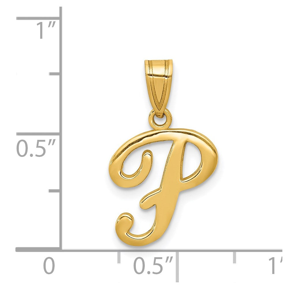Charlie & Co Jewelry | 14ky Script Letter P Initial Pendant - Model YC993P