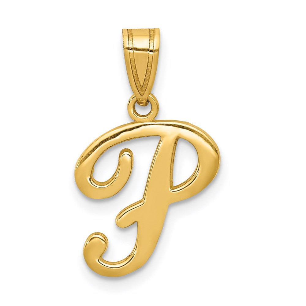 Charlie & Co Jewelry | 14ky Script Letter P Initial Pendant - Model YC993P