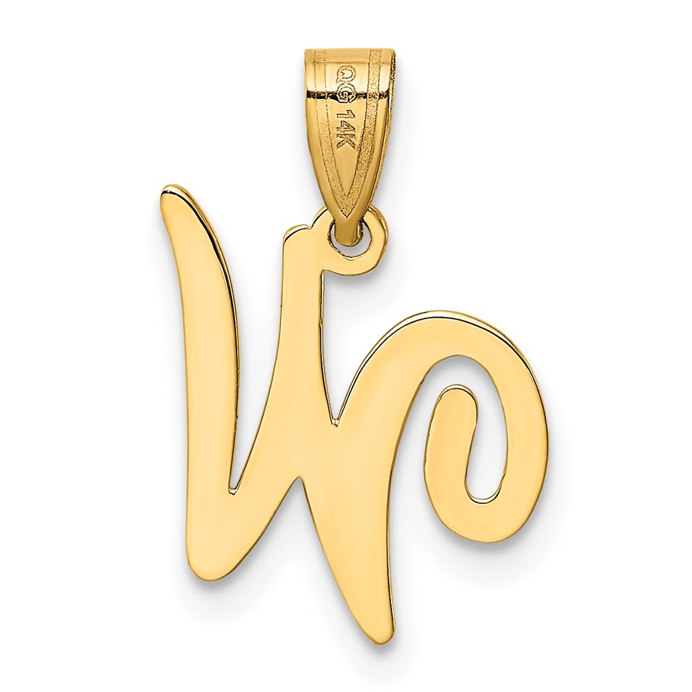 Charlie & Co Jewelry | 14ky Script Letter W Initial Pendant - Model YC993W