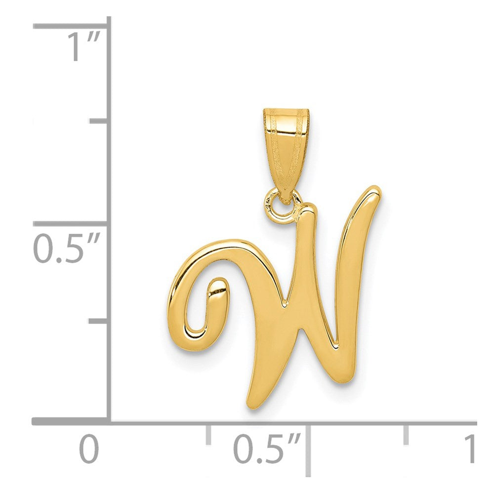 Charlie & Co Jewelry | 14ky Script Letter W Initial Pendant - Model YC993W